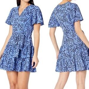 Eliza J Blue and Black Patterned Mini Dress